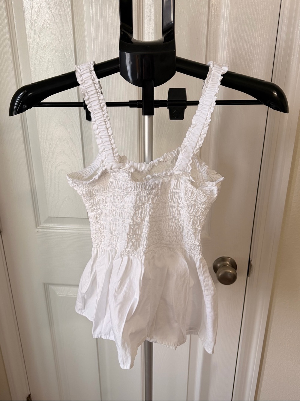 GAP White Smocked Peplum Camisole